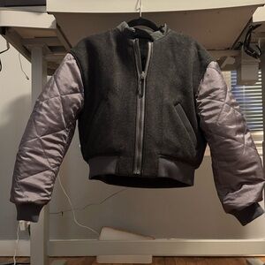 Theory by Theory Project Black and Gray Bomber  Jacket